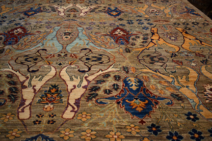 Persian Afghan Bidjar Rug, 8'11" x 11'11", in grey, khaki, purple and red - photo 8