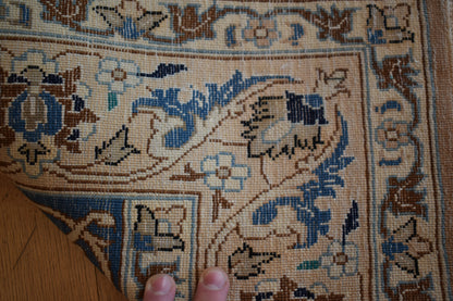 Vintage Persian Nain Rug with Silk, 2'7" x 4'2", in blue, ivory and navy - photo 2