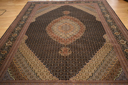 Vintage Persian Tabriz Rug, 8'3" x 11'6", in ivory, navy, pink and pistachio - photo 2
