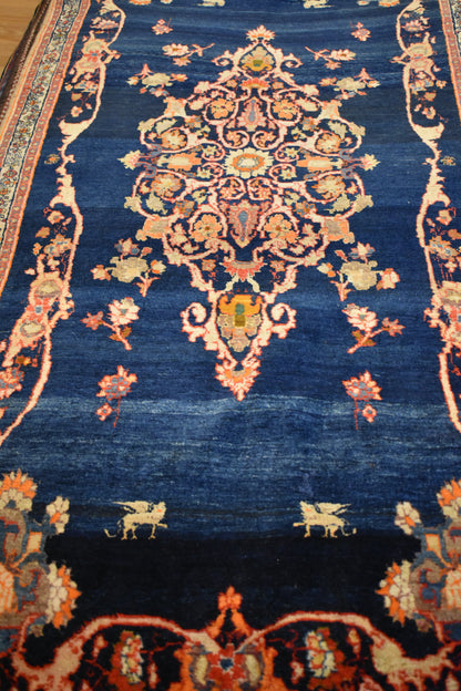 Antique Persian Bidjar Runner, 3'6" x 6'9", in blue, camel, navy and orange - photo 3