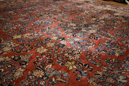 Antique Persian Sarouk Rug, 12' x 14', in baby blue, blue, gold and navy - photo 5