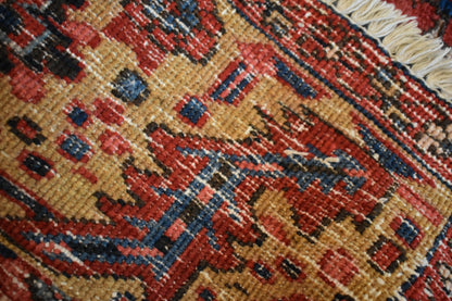 Vintage Persian Heriz Rug, 9'5" x 12'8", in brick, ivory, navy and yellow - photo 8