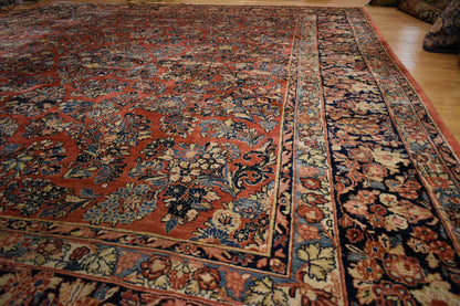Antique Persian Sarouk Rug, 12' x 14', in baby blue, blue, gold and navy - photo 6