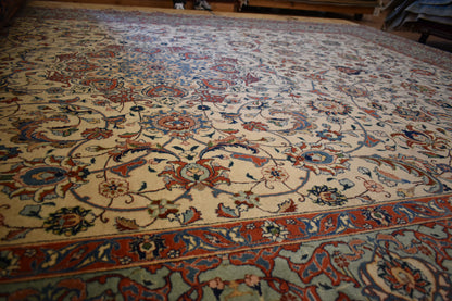 Antique Persian Tabriz Rug, 8'3" x 11'9", in blue, brick, ivory and navy - photo 2