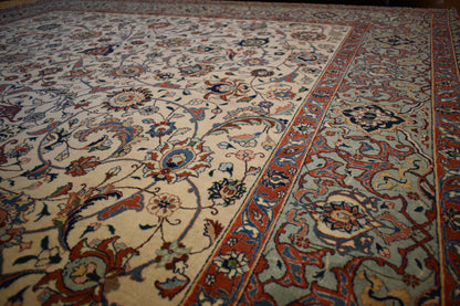Antique Persian Tabriz Rug, 8'3" x 11'9", in blue, brick, ivory and navy - photo 5