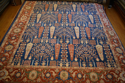 Afghan Bidjar Rug, 8'9" x 11'9", in cream, navy and red - photo 5