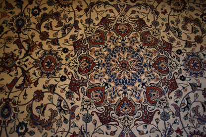 Antique Persian Tabriz Rug, 8'3" x 11'9", in blue, brick, ivory and navy - photo 6
