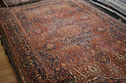Antique Persian Isfahan Rug, 4'2" x 6'6", in navy and rust - photo 4