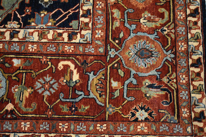 Indian Serapi Rug, 11'10" x 18'5", in brick, burgundy, ivory and navy - photo 3