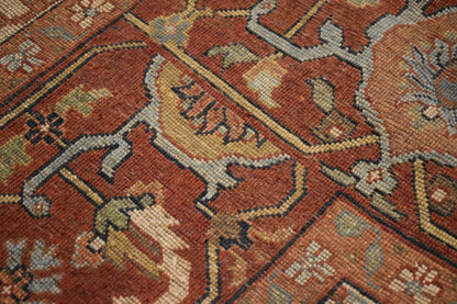 Indian Serapi Rug, 11'10" x 18'5", in brick, burgundy, ivory and navy - photo 4