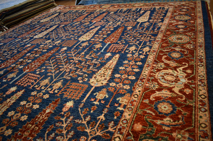 Afghan Bidjar Rug, 8'9" x 11'9", in cream, navy and red - photo 7