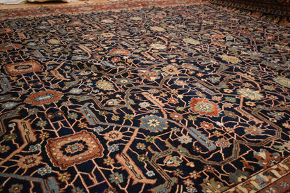 Indian Serapi Rug, 11'10" x 18'5", in brick, burgundy, ivory and navy - photo 5
