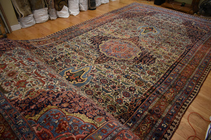 Antique Persian Bidjar Rug, 12' x 20'10", in blue, ivory, navy and red - photo 7