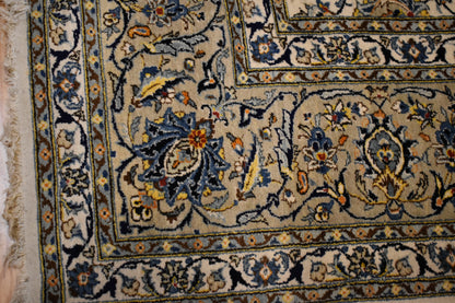 Vintage Persian Kashan Rug, 10'5" x 14'5", in blue, ivory and yellow - photo 2