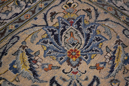 Vintage Persian Kashan Rug, 10'5" x 14'5", in blue, ivory and yellow - photo 3