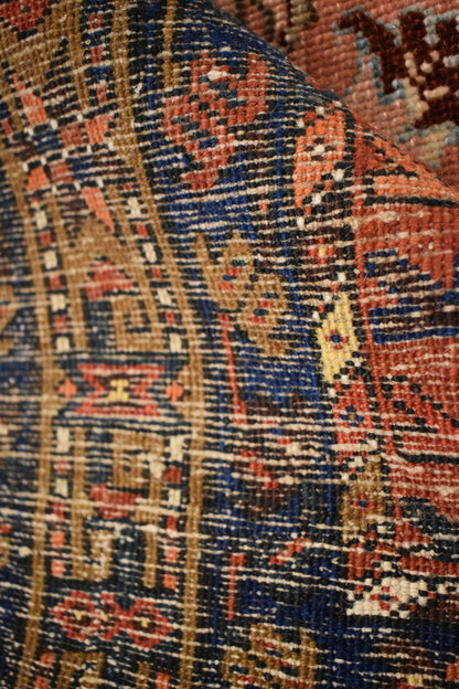 Antique Persian Karajh Runner, 3'1" x 5'9", in gold, navy, orange and red - photo 3