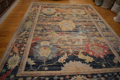 Afghan Oushak Rug, 8'11" x 12'3", in baby blue, blue and pink - photo 4