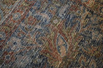 Antique Persian Kashan Rug, 9'5" x 13'2", in blue, burgundy, navy and salmon - photo 4