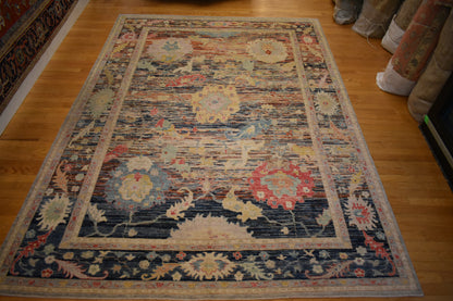 Afghan Oushak Rug, 8'11" x 12'3", in baby blue, blue and pink - photo 5