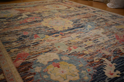 Afghan Oushak Rug, 8'11" x 12'3", in baby blue, blue and pink - photo 6
