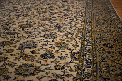 Vintage Persian Kashan Rug, 10'5" x 14'5", in blue, ivory and yellow - photo 6