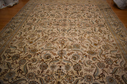 Vintage Persian Kashan Rug, 10'5" x 14'3", in beige, navy and teal - photo 4