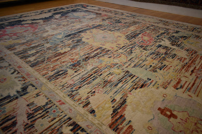 Afghan Oushak Rug, 8'11" x 12'3", in baby blue, blue and pink - photo 7