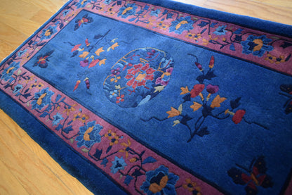 Antique Sino Chinese Walter Nichols Deco Rug, 2'1" x 3'9", in blue, gold and pink - photo 5