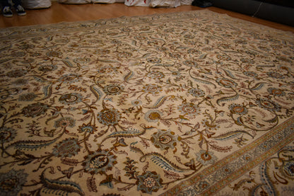 Vintage Persian Kashan Rug, 10'5" x 14'3", in beige, navy and teal - photo 5