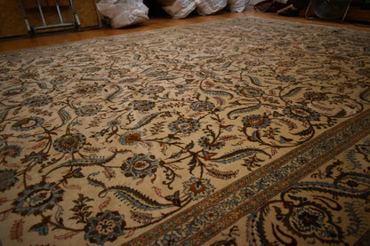 Vintage Persian Kashan Rug, 10'5" x 14'3", in beige, navy and teal - photo 6