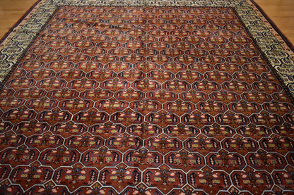 Vintage Persian Esfahan Rug, 11'4" x 12'2", in blue, green, ivory and salmon
