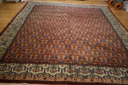 Vintage Persian Esfahan Rug, 11'4" x 12'2", in blue, green, ivory and salmon - photo 2