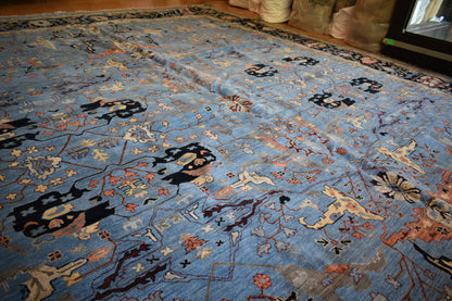 Indian Heritage Rug, 12' x 15', in baby blue, blue, ivory and navy - photo 4