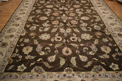 Indian Agra Jaipur Rug, 10' x 13'7", in beige, cocoa and cream