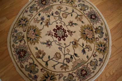 Indian Agra Jaipur Rug, 4' x 4', in burgundy, cream, green and pistachio - photo 4