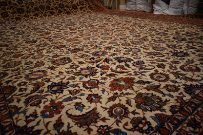 Vintage Persian Esfahan Rug, 14'4" x 22', in blue, ivory, navy and red - photo 6