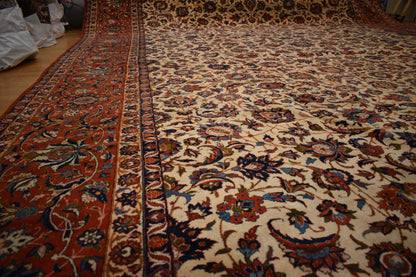 Vintage Persian Esfahan Rug, 14'4" x 22', in blue, ivory, navy and red - photo 7