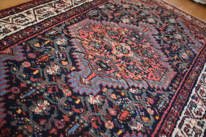 Antique Persian Hamadan Rug, 2'8" x 4'4", in blue, navy and red - photo 2