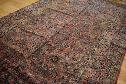 Antique Persian Sarouk Runner, 8'9" x 18'4", in blue, burgundy, gold and navy - photo 2