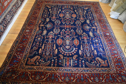 Antique Persian Tabriz Rug, 10'2" x 12'10", in beige, blue, burgundy and navy - photo 9