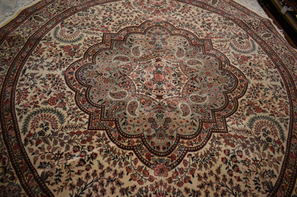 Vintage Sino Yazd Rug, 8'10" x 8'11", in baby blue, blue, gold and ivory - photo 2