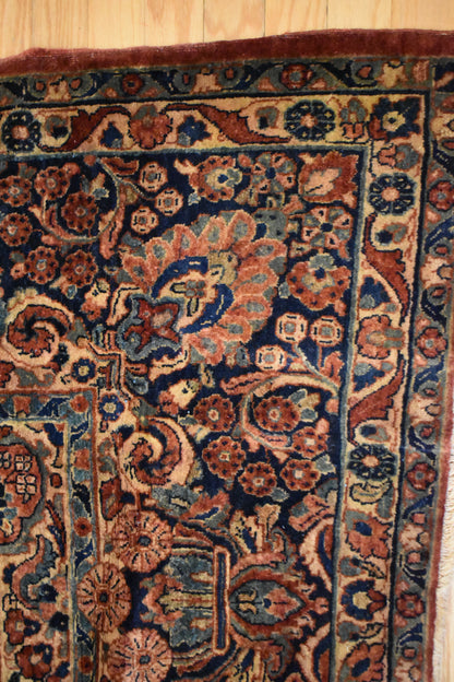 Antique Persian Sarouk Runner, 8'9" x 18'4", in blue, burgundy, gold and navy - photo 3