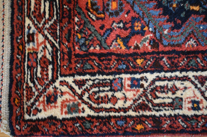 Antique Persian Hamadan Rug, 2'8" x 4'4", in blue, navy and red - photo 3