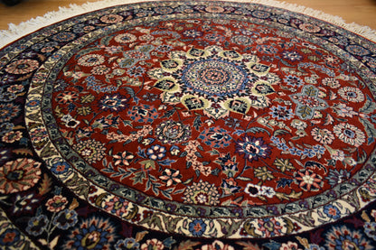 Sino Tabriz Rug, 4' x 4', in baby blue, ivory, navy and pink