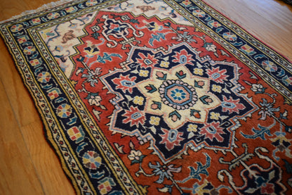 Vintage Persian Tabriz Rug, 2'1" x 3'5", in baby blue, navy, rust and yellow - photo 5