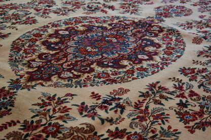 Vintage Persian Moud Rug, 6'11" x 10'5", in blue, burgundy and ivory - photo 4