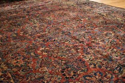 Antique Persian Sarouk Runner, 8'9" x 18'4", in blue, burgundy, gold and navy - photo 5