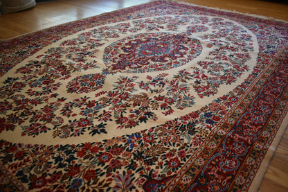 Vintage Persian Moud Rug, 6'11" x 10'5", in blue, burgundy and ivory - photo 5