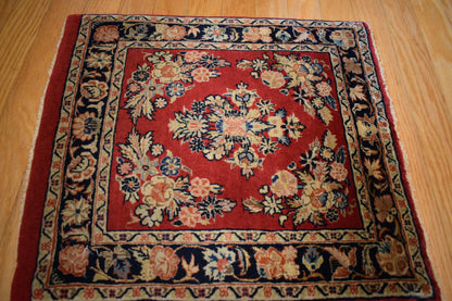 Antique Persian Gazvin Rug, 2' x 1'11", in red
