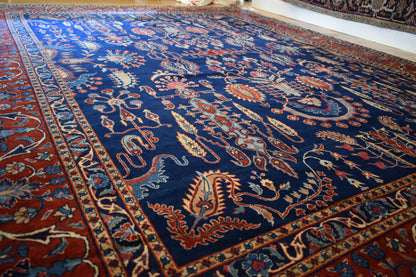 Antique Persian Tabriz Rug, 10'2" x 12'10", in beige, blue, burgundy and navy - photo 7
